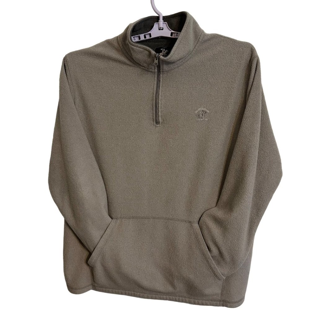 Beverly Hills Polo Club Men's 1/4 Zip Grey Kangaroo Pocket Long Sleeve Fleece XL